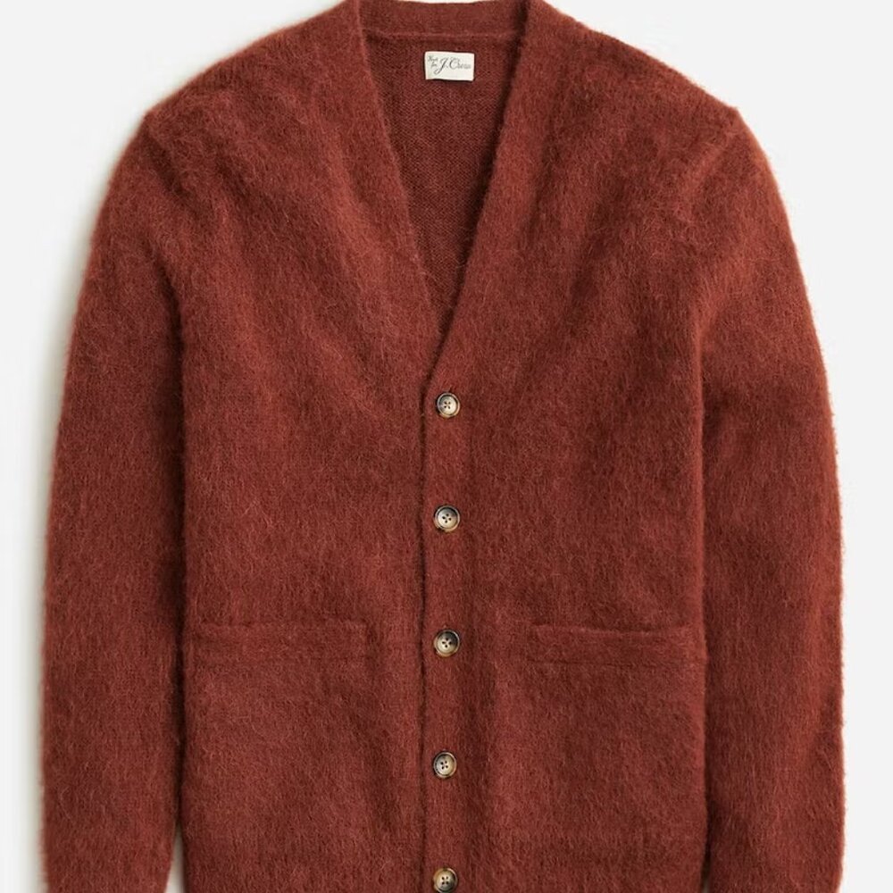 J Crew Alpaca Blend V-Neck Heather Rust Cardigan